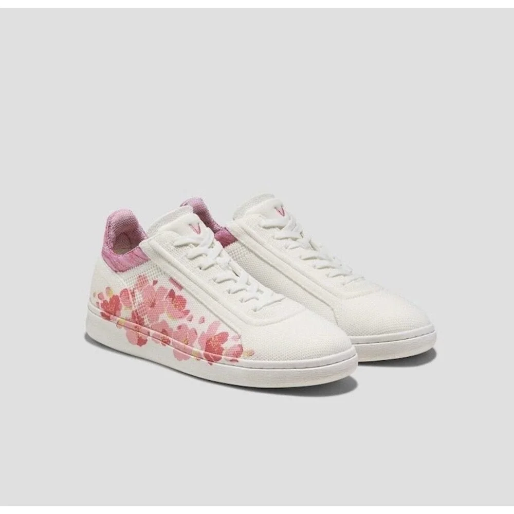 VIVAIA Floral Canvas Sneakers White Pink Casual Comfort Women's size‎ EU/40 US/9
